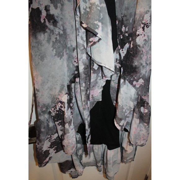 Bar III Floral Abstract Belted Ruffle Design 3/4 Sleeve Women's Dress Size Small - Picture 9 of 14